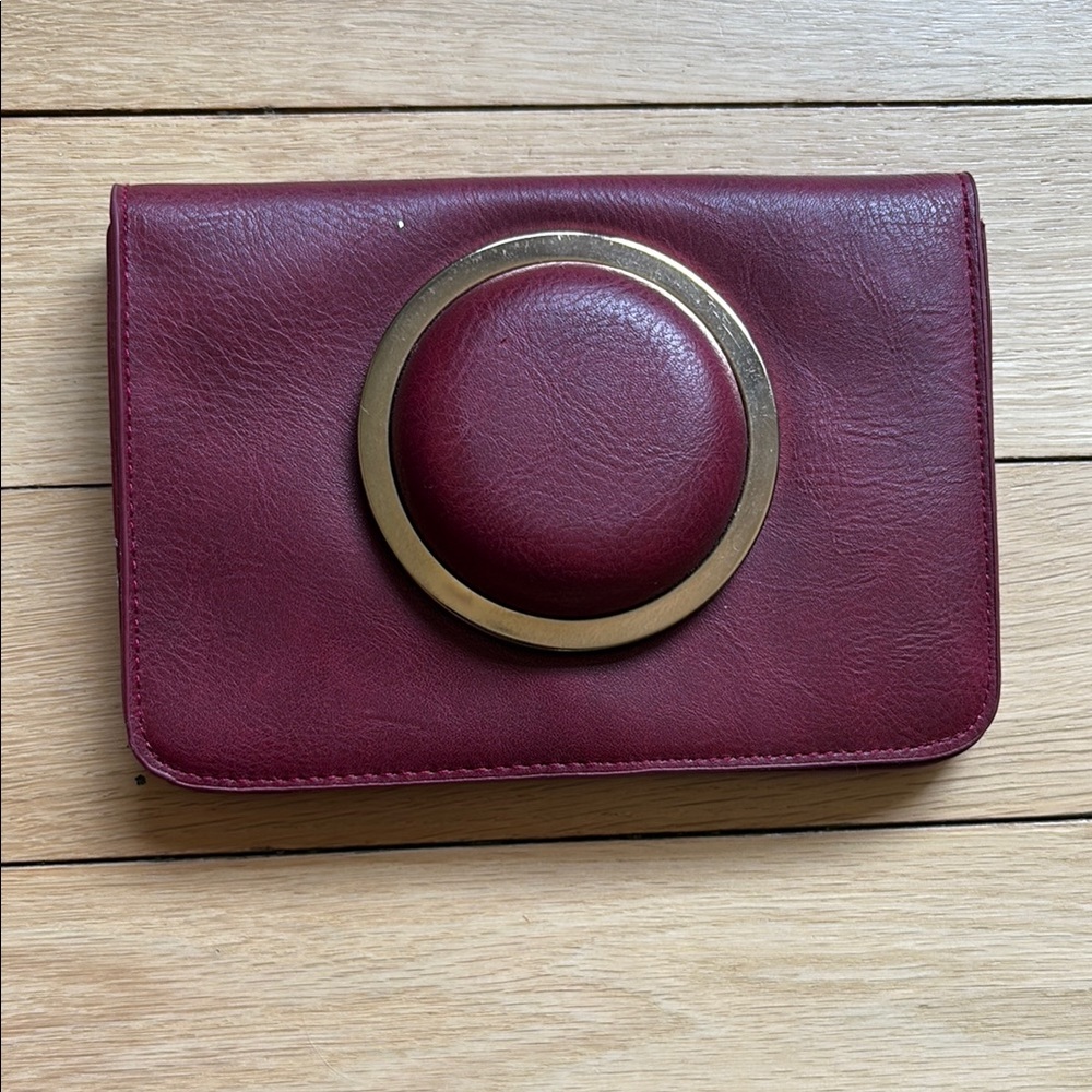 Vintage Burgundy Clutch / wallet with Gold Accent